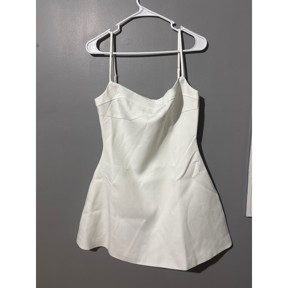 Fashion Nova Ellia Crepe A Line Mini Dress White Sweetheart Neckline NWT